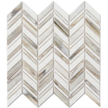 Mixed Color Chevron Kitchen Mosaic Tiles Stained Glass Mosaic For Wall